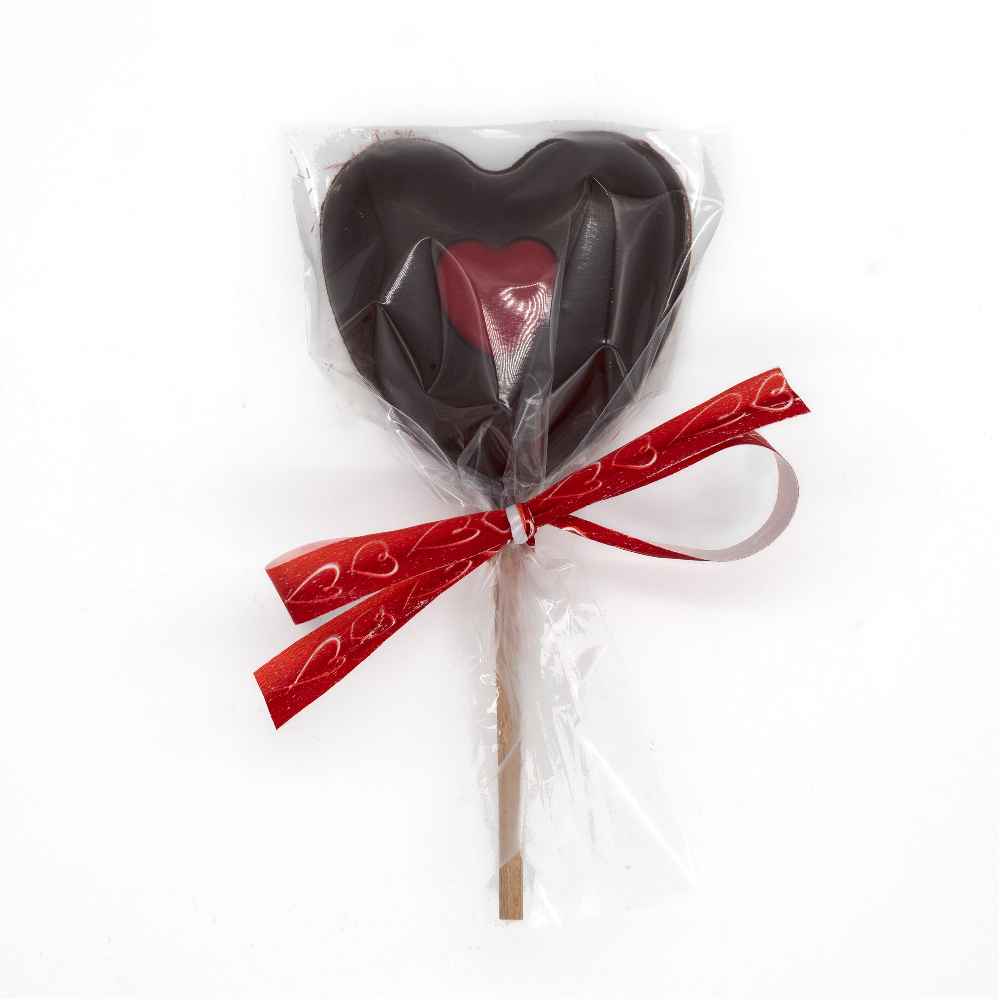 Sucette cœur en chocolat noir
