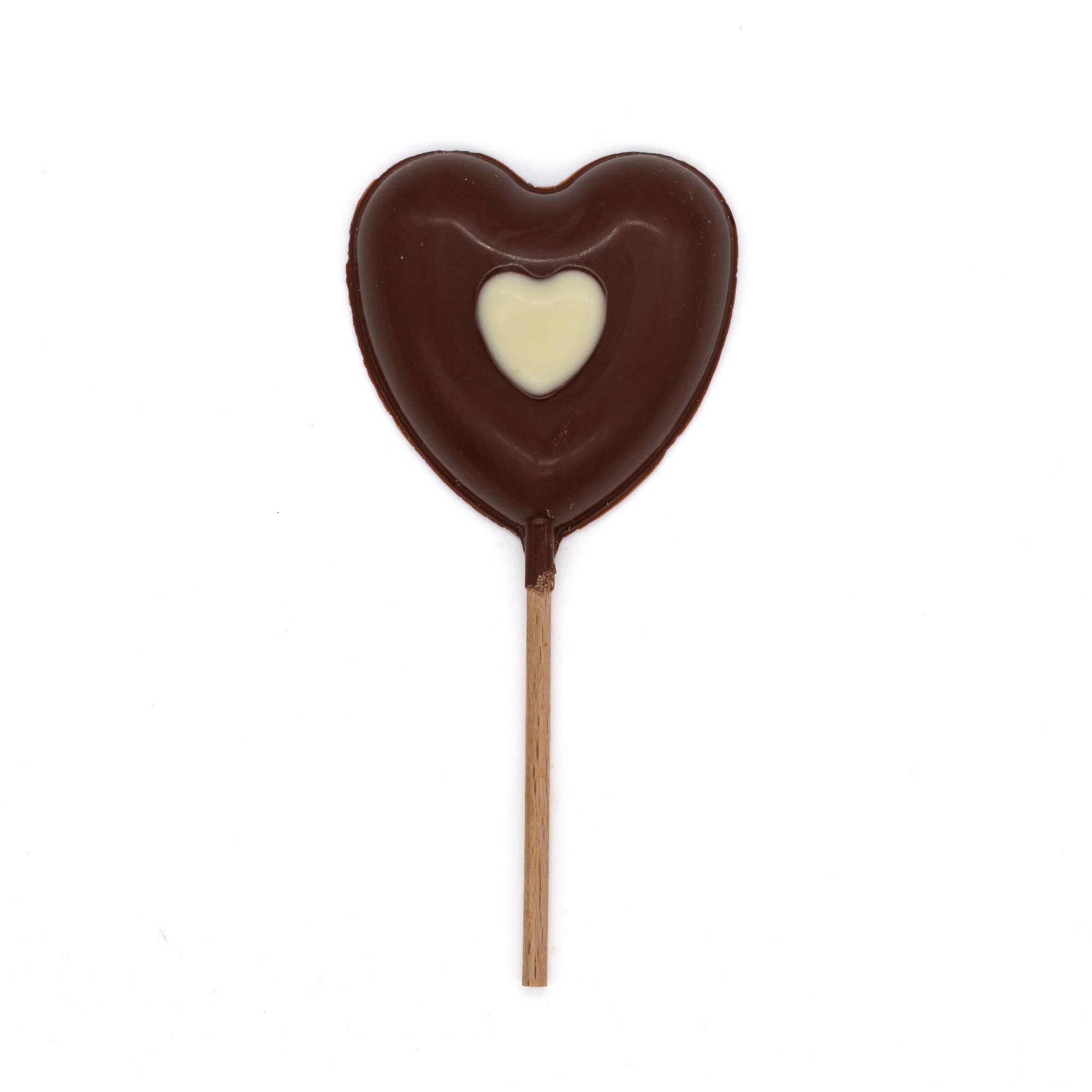 Sucette cœur en chocolat au lait