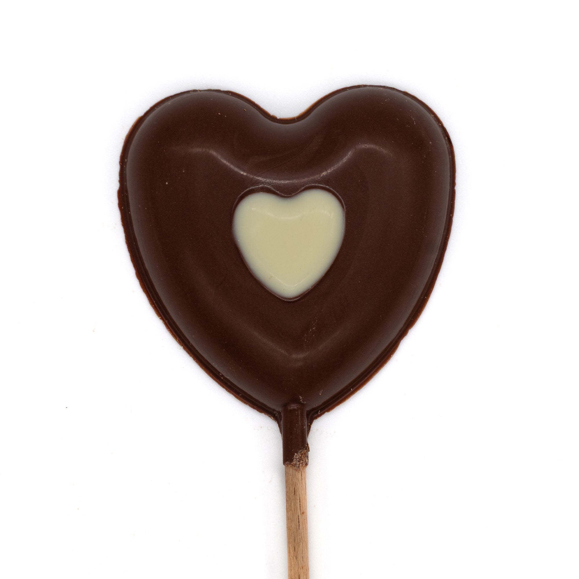 Sucette cœur en chocolat au lait